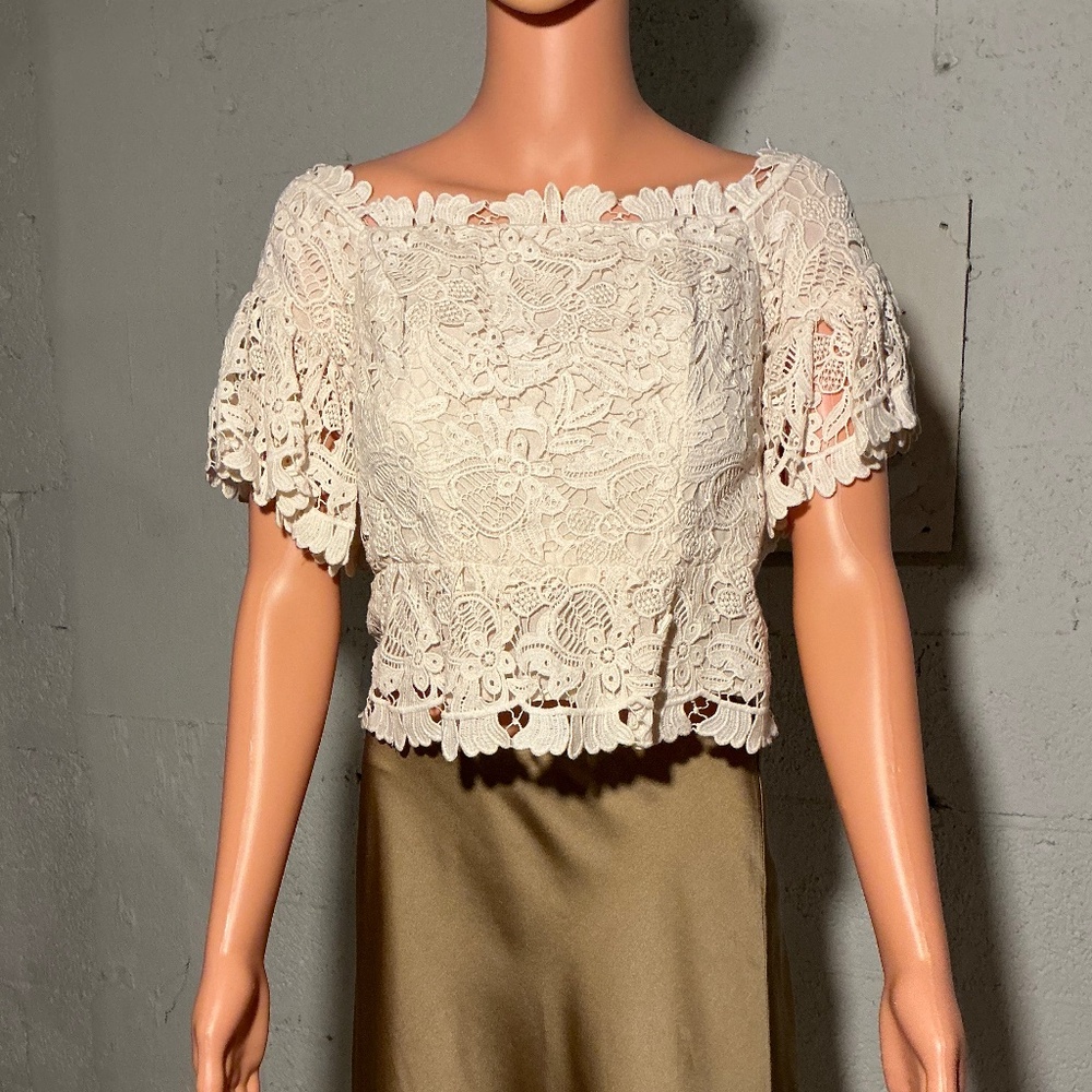 H&M Consious Exclusive  2014 Embrioidered Lace Off Shoulder Bustier Top